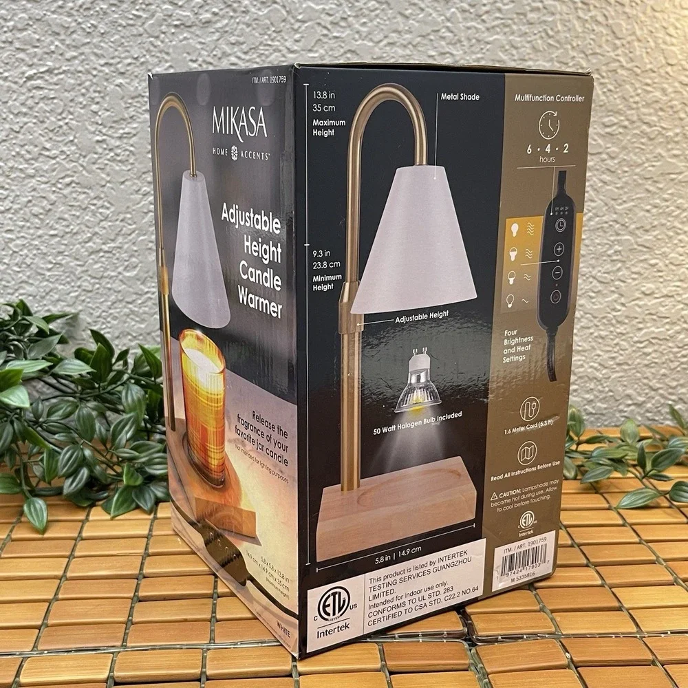 Mikasa Adjustable Height Candle Warmer White/Gold 4 Brightness & Heat Settings
